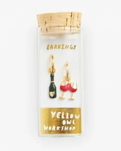 Yellow Owl Workshop Champagne & Wine Glasses Hoop Earrings Accessories