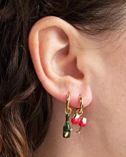 Yellow Owl Workshop Champagne & Wine Glasses Hoop Earrings Accessories