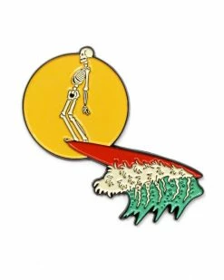 Ectogasm Surfing Skeleton Large Pin Enamel Pins + Buttons