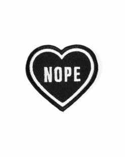 These Are Things Nope Heart Patch - Black Embroidered Patches