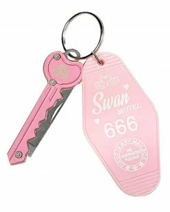 Rosehound Apparel Keychains + Key Blanks Swan Motel Key Tag Keychain (w/ Hidden Knife) - Pink