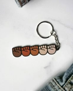 On Point Pins Stand Together Raised Fists PVC Keychain Accessories