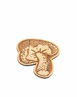 Queerly Departed Pins + Patches Mushroom Mini Wooden Sticker Patch