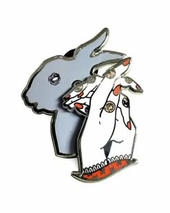 Lost Lust Supply Enamel Pins + Buttons Bunny Shadow Puppet Sliding Moving Pin