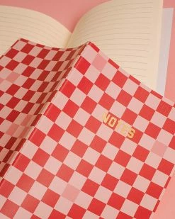 Golden Gems Floral Check Notebook Set - Pink (Set Of 3) Home