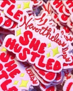 Rhino Parade Nevertheless, She Hustled Chenille Patch Embroidered Patches