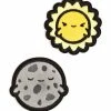 LuxCups Creative Pins + Patches Luna + Sol (Moon + Sun) Fuzzy Patch Set
