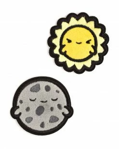 LuxCups Creative Pins + Patches Luna + Sol (Moon + Sun) Fuzzy Patch Set