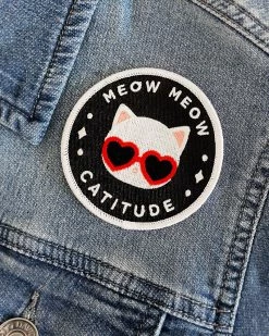 Meow Amor Creative Pins + Patches White Cat Catitude Patch