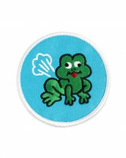 No Fun Press Farting Frog Patch Pins + Patches