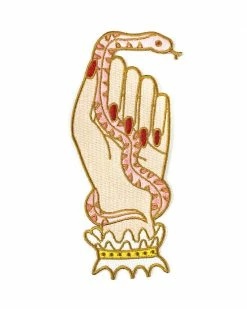 Creepy Gals Snake Hand Patch - Creme Embroidered Patches