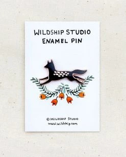Wildship Studio Black Wolf Pin Pins + Patches