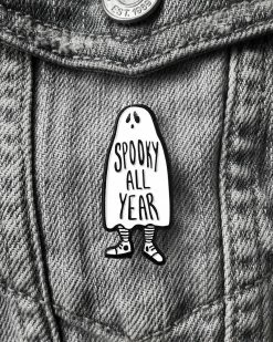 Ectogasm Spooky All Year Ghost Pin Enamel Pins + Buttons