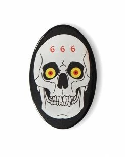 Hungry Ghost Press 666 Metal Skull Big Pinback Button Enamel Pins + Buttons