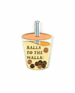 ILootPaperie Balls To The Walls Boba Tea Pin