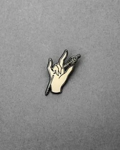 Shrimp Sauce Broken Arrow Hand Pin Enamel Pins + Buttons