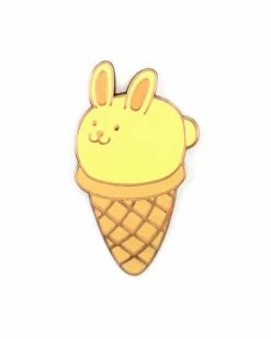 Strange Ways Enamel Pins + Buttons Bunny Ice Cream Cone Pin
