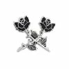 PinPointBK Enamel Pins + Buttons Crossed Roses Pin - Silver