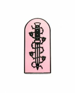 Lost Lust Supply Dagger & Roses Pin - Pink Enamel Pins + Buttons
