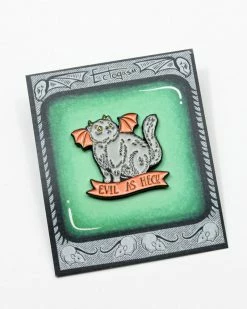 Ectogasm Evil As Heck Devil Cat Pin Enamel Pins + Buttons