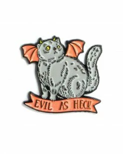 Ectogasm Evil As Heck Devil Cat Pin Enamel Pins + Buttons