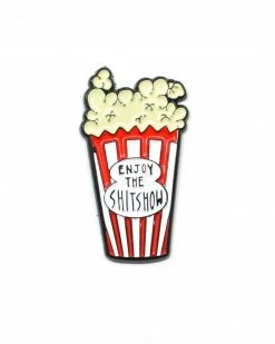 Ectogasm Enamel Pins + Buttons Enjoy The Shitshow Popcorn Pin