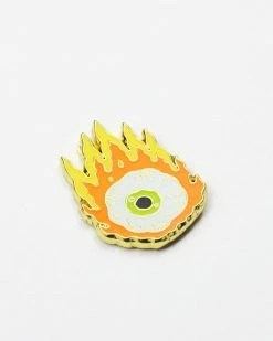 Sick Girls Flaming Eyeball Pin Enamel Pins + Buttons