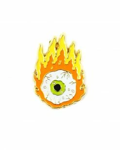 Sick Girls Flaming Eyeball Pin Enamel Pins + Buttons
