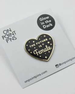On Point Pins The Future Is Female Heart Pin - Black (Glow-in-the-Dark) Pins + Patches
