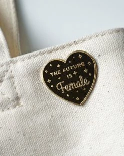 On Point Pins The Future Is Female Heart Pin - Black (Glow-in-the-Dark) Pins + Patches