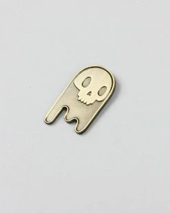 Brandy Bingham Enamel Pins + Buttons Ghost Skull Pin - Gold