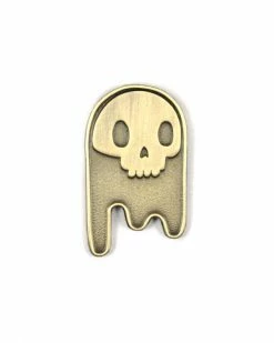 Brandy Bingham Enamel Pins + Buttons Ghost Skull Pin - Gold
