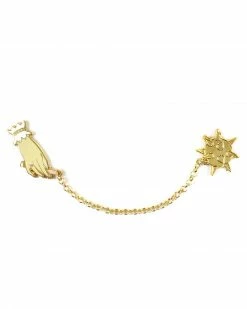 Creepy Gals Enamel Pins + Buttons Victorian Hand & Flail Spike Ball Chained Pin Set