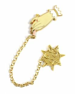 Creepy Gals Enamel Pins + Buttons Victorian Hand & Flail Spike Ball Chained Pin Set
