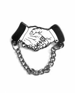 Strike Gently Co. Handshake Chain Pin Enamel Pins + Buttons