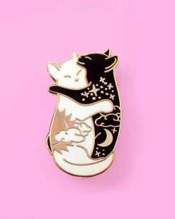 Glitter Punk Pins + Patches Day & Night Hugging Cats Pin
