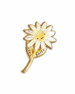 Stay Home Club Enamel Pins + Buttons Lazy Daisy Flower Pin
