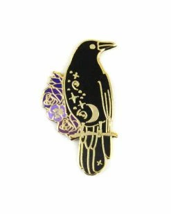Glitter Punk Magical Black Crow Pin Pins + Patches
