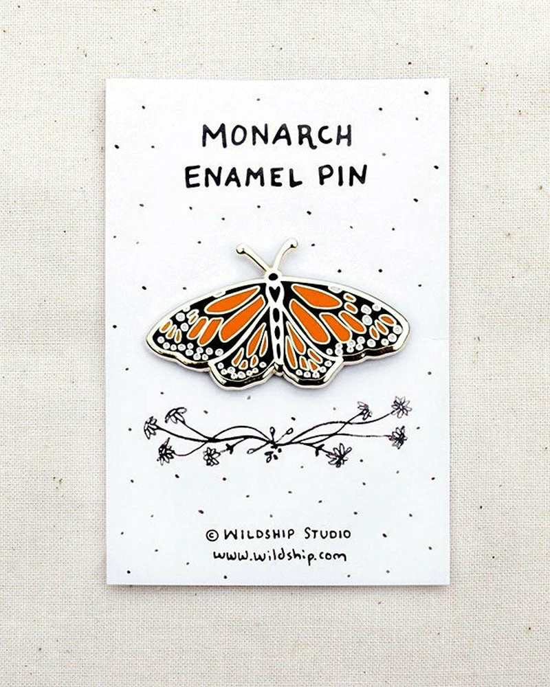 Wildship Studio Enamel Pins + Buttons Monarch Butterfly Pin 2 Wildship Studio Enamel Pins + Buttons Monarch Butterfly Pin