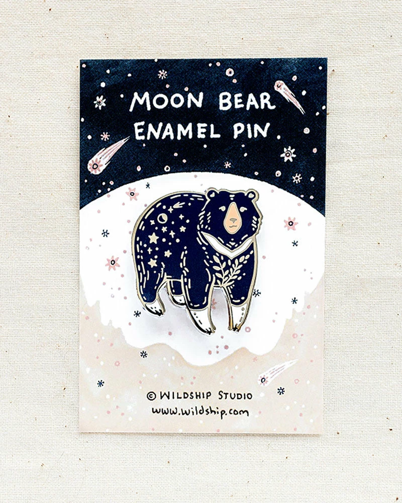 Wildship Studio Moon Bear Pin Enamel Pins + Buttons 2 Wildship Studio Moon Bear Pin Enamel Pins + Buttons