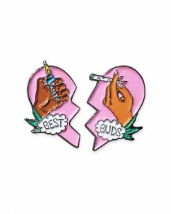 Sara M. Lyons Best Buds Pin Set - Brown Hands Enamel Pins + Buttons
