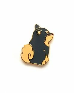 Cindy Latte Shiba Pin - Black Enamel Pins + Buttons