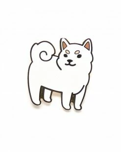Cindy Latte Shiba Pin - White Enamel Pins + Buttons