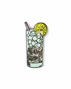 Strike Gently Co. Highball Skull Pin Enamel Pins + Buttons
