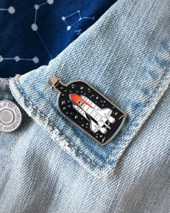 Ectogasm Enamel Pins + Buttons Spaceship In A Bottle Pin