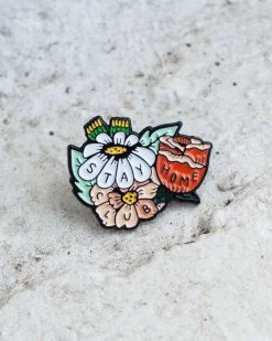 Enamel Pins + Buttons Stay Home Club Wallflower Pin