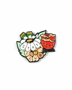Enamel Pins + Buttons Stay Home Club Wallflower Pin