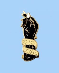 Glitter Punk Stitch Witch Pin