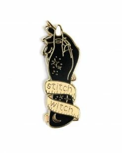 Glitter Punk Stitch Witch Pin