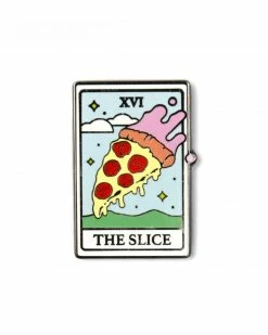 The Second Messenger Enamel Pins + Buttons The Pizza Slice Tarot Card Pin